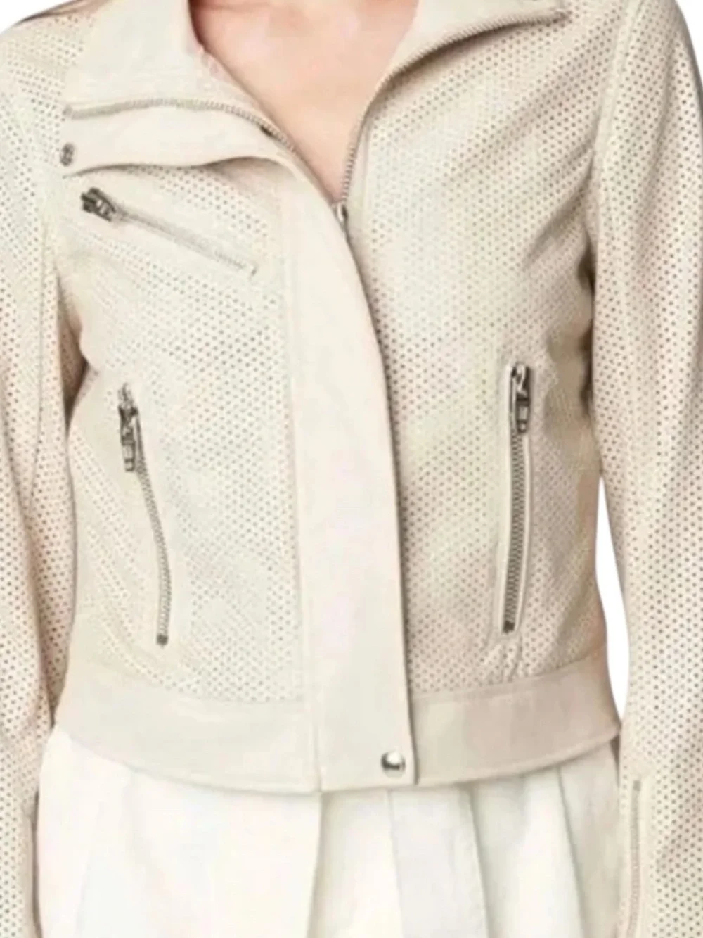 Blank NYC Faux Leather Moto Jacket - Cream / Beige Size XS - Picture 2 of 14